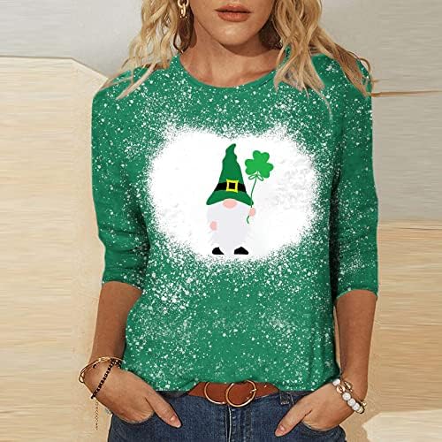 Ризи на Деня на Св. Патрик, Дамски Блузи с Зелени Джуджетата и 3/4 ръкав, Забавни Празнични Тениски с Джуджетата