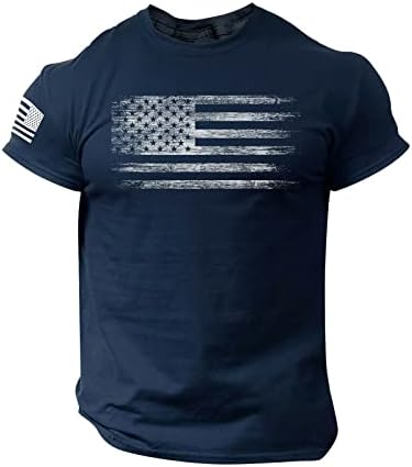 Мъжки t-shirt 4 юли, Мъжки Градинска Мускулна тениска с къс ръкав и принтом Индивидуалност, Модна тениска