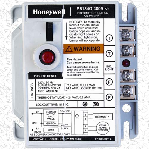 R8184B1071 - OEM Обновена Подмяна на таксата за управление на маслена горелка Honeywell Protectorelay