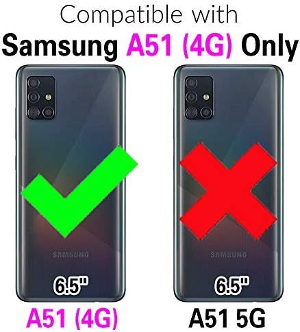 Asuwish е Съвместим с Samsung Galaxy A51 4G Калъф-портфейла от закалено Стъкло, Защитно фолио за екрана, Държач
