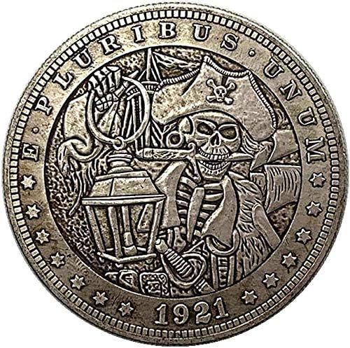 1921 Лутане Монета Череп Пират С Релефни Античен Мед Старата Сребърен Медал COPYSouvenir Новост Монета Подарък