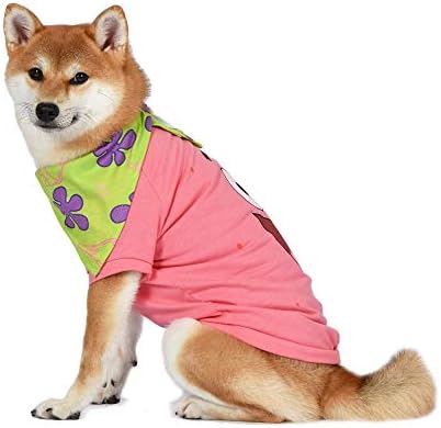 Squarepants Гъба Боб за домашни любимци, Розова риза Патрик за кучета и Комбинирана Зелена Кърпа - Размер Малък