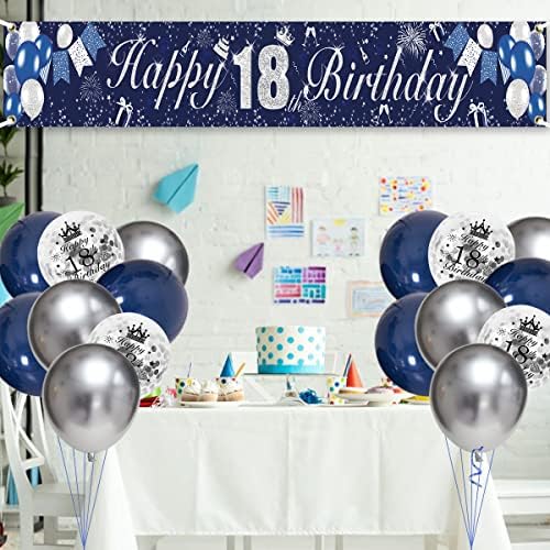 Украса на 18-ия Рожден Ден на за момчета и Момичета, Тъмно Сини, Сребърни Бижута с 18-ия Рожден Ден Perfekt-Банер
