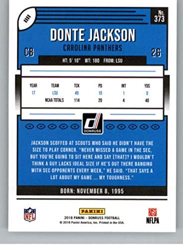 2018 Donruss Football 373 Карта начинаещ Донти Джексън RC Каролина Пантерс Официалната търговска картичка начинаещ