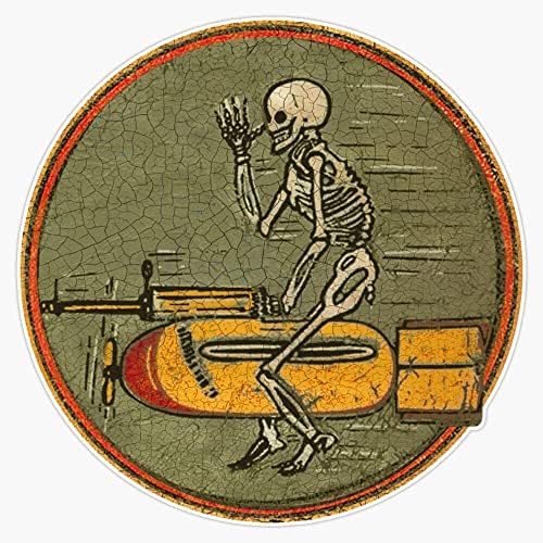 RQH Търговска стикер skeleton bomber ww2, САЩ, Vinyl Стикер на Бронята, 5 инча, RQH-SKTON-STICKERS-1620