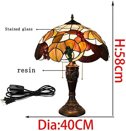 Ретро Декоративна Нощна Настолна Лампа за Дневна 40 см, Настолна Лампа от Витражного Стъкло Tiffany, Сухи Листа