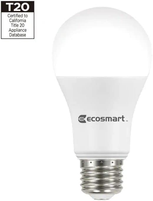 Led лампа EcoSmart мощност 100 W, еквивалентна A19, с регулируема яркост, Energy Star, бледо бяла (2 бр.)