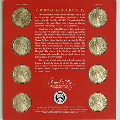 2010 P &D Президентския комплект от 8 блестящи монети, деноминирани 1 долар на САЩ без количество - Всички БУ