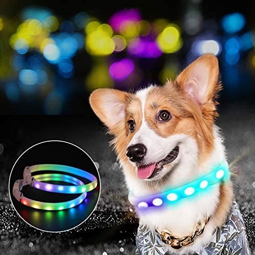 Водоустойчива Акумулаторна батерия led Нашийник за кучета, Цветни Сияние-Фенери, Зарежда по-Големите домашни
