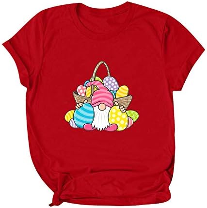 Забавна Тениска на Ден на Великден, за Жени, Сладък Тениски с образа на Яйца Елф, Свободни Тениски с Кръгло