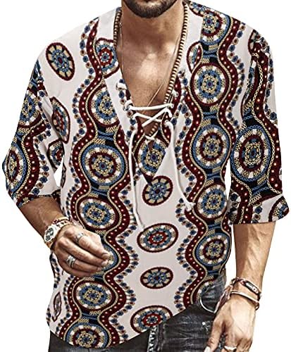 Мъжки Модни Риза С Къс Ръкав, Плажен Отгоре С V-образно деколте и Завязками, Летен Топ За Йога В Африканския
