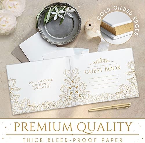 Сватбена книга за гости със златен модел, Сватбена книга за гости със златна дръжка, Сватбена книга за гости