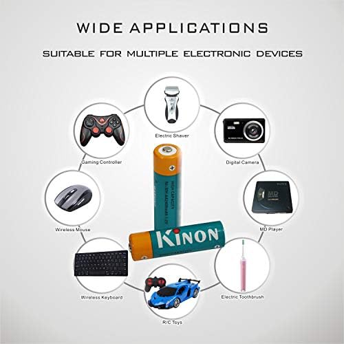 Kinon AA Акумулаторни Батерии Ni-Mh 1.2 2400 mah (8 бр.) за Цифров Фотоапарат Гейм Контролер Самобръсначка Четка