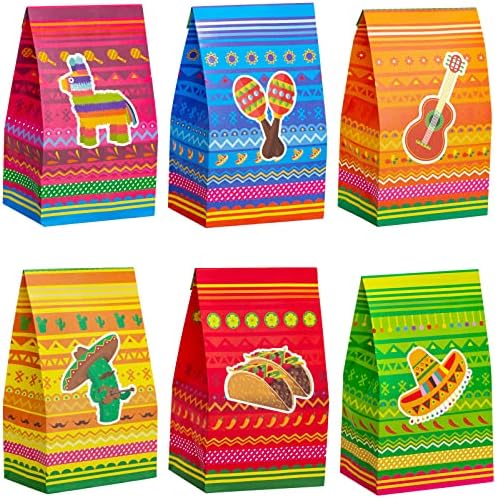Мексикански Вечерни Чанти за Подаръци Fiesta Goodie Чанти за Бонбони Cinco De Mayo Хартиен Подарък Пакет за