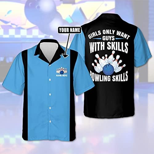 LEEVUS Потребителски Забавни Риза за Боулинг за Мъже в Ретро стил, Мъже Реколта Хавайска Риза с Копчета с Къс
