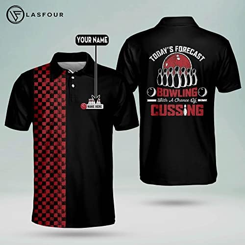 Персонални риза за боулинг LASFOUR с пламък, Забавни риза за боулинг за мъже, Ризи за отбора по боулинг, ризи