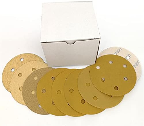 Шкурка за полиране на дърво, метал и 100 броя от 5-инчови Абразивни дискове със златни наждачными ценни книжа