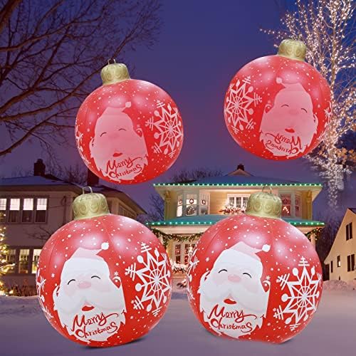 24-Инчов Светещи Коледни Украси, Надуваем Коледна Топка AJEE с 16 цвята Led Осветление и Дистанционно управление
