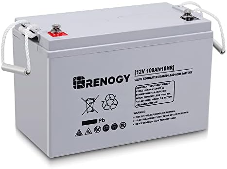 Батерия Renogy Deep Cycle AGM 12 v 100 ah, скорост на саморазреждане 3%, Максимален разряден ток 2000 А и монитор